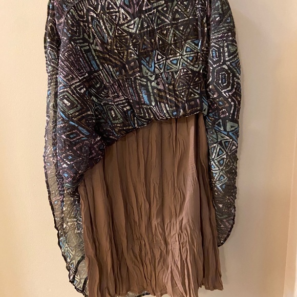 Attitude green/turquoise brown Aztec flared long skirt - size PM - Picture 4 of 8